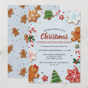 Christmas Cookie Decorating Party Watercolor Invitation
