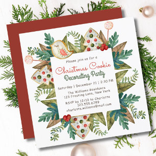 Christmas Cookie Decorating Party Watercolor Invitation