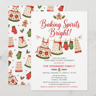 Christmas Cookie Exchange Baking Spirits Bright Invitation