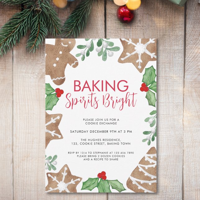 Christmas Cookie Exchange Baking Spirits Bright Invitation (Creator Uploaded)