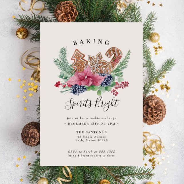 Christmas Cookie Exchange Baking Spirits Bright Invitation (Creator Uploaded)