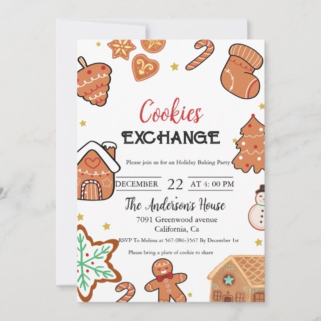 Christmas Cookie Exchange Christmas Party  Invitation (Front)