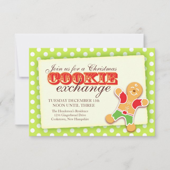 Christmas Cookie exchange & etiquette invitation (Front)