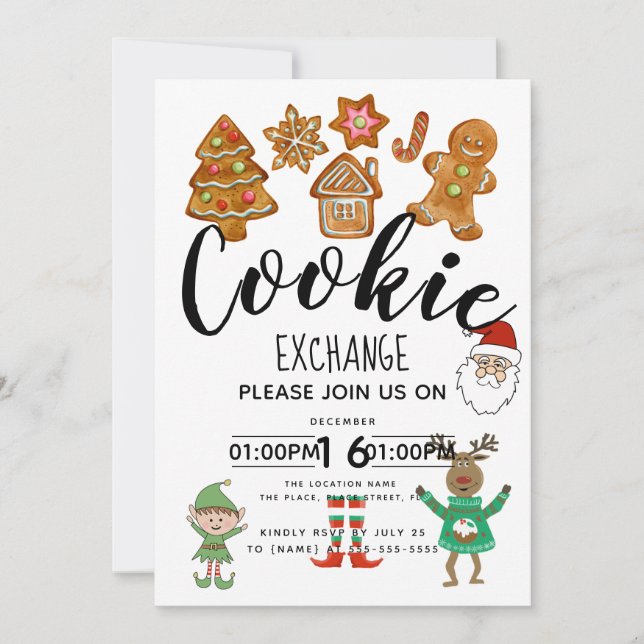 Christmas cookie exchange fundraiser event party invitation (Front)