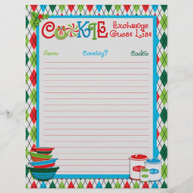 Christmas Cookie Exchange Guest List Flyer (Front)