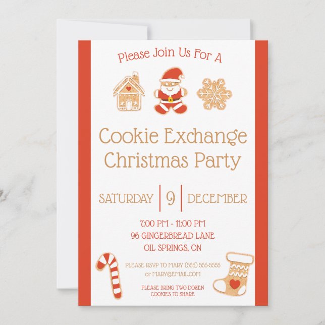 Christmas Cookie Exchange, Holiday Party Invitation (Front)