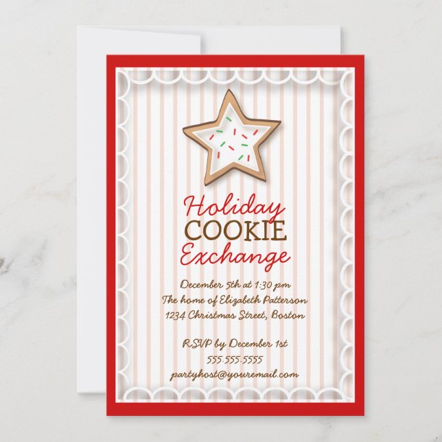 Christmas Cookie Exchange Holiday Sweet Invitation (Front)