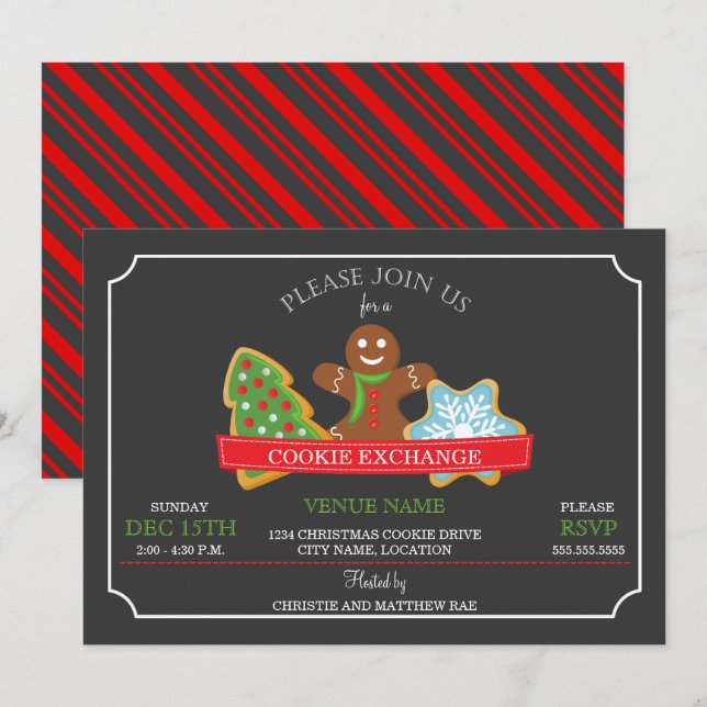 Christmas Cookie Exchange Invitation (Front/Back)