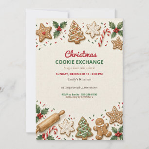 Christmas Cookie Exchange Invitation Gingerbread