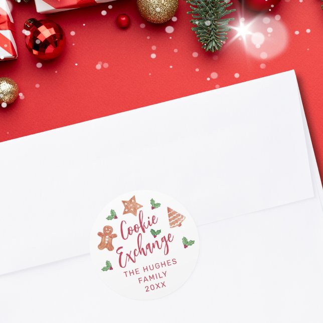 Christmas Cookie Exchange Party Classic Round Sticker (Creator Uploaded)