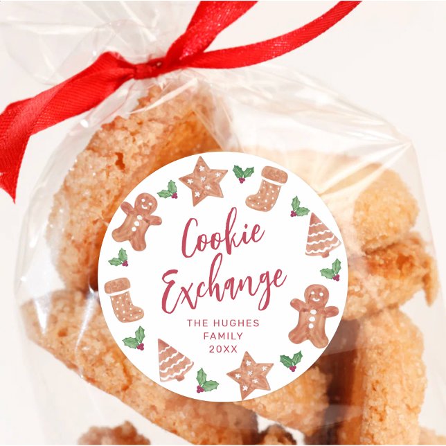 Christmas Cookie Exchange Party Classic Round Sticker (Creator Uploaded)