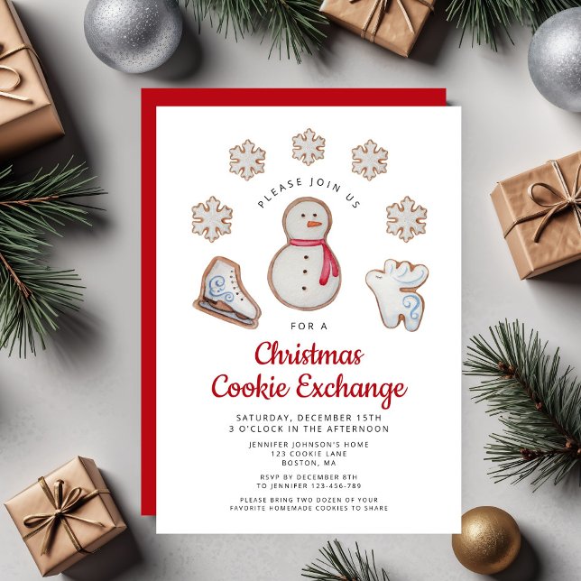 Christmas Cookie Exchange Party Cute Snowman Invitation (Christmas Cookie Exchange Party Cute Snowman Invitation)