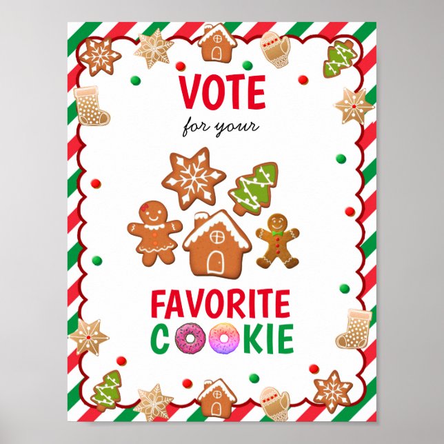 Christmas Cookie Exchange Party Game Cookie Ballot Poster (Front)