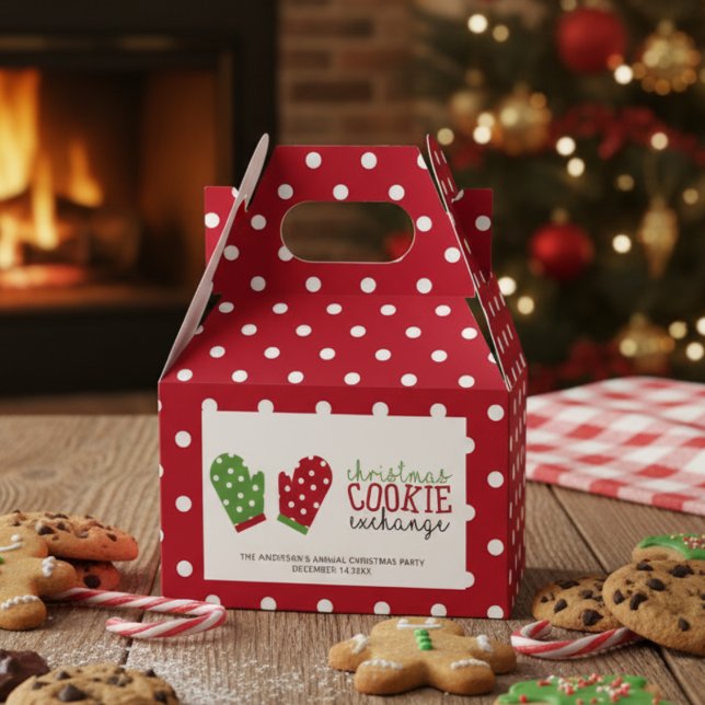 Christmas Cookie Exchange Party Holiday Oven Mitts Favour Box (Creator Uploaded)