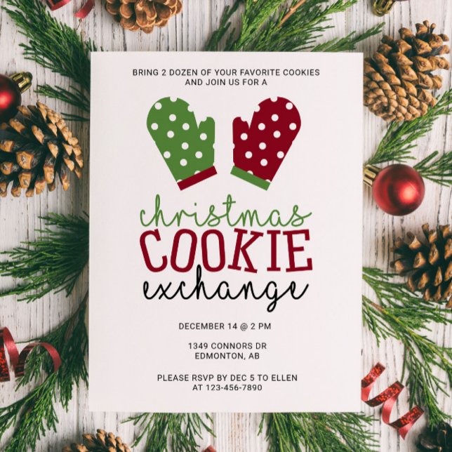 Christmas Cookie Exchange Party Holiday Oven Mitts Invitation (Creator Uploaded)