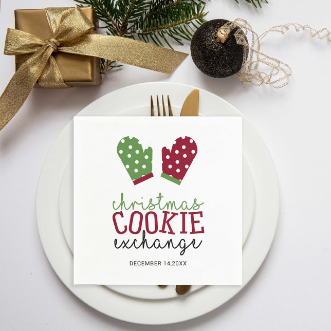 Christmas Cookie Exchange Party Holiday Oven Mitts Napkin (Creator Uploaded)