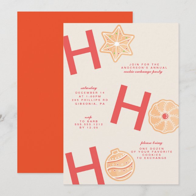 Christmas Cookie Exchange Party Invitation (Front/Back)