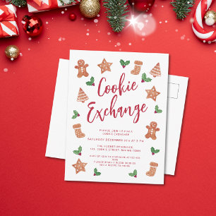 Christmas Cookie Exchange Party  Invitation Postcard