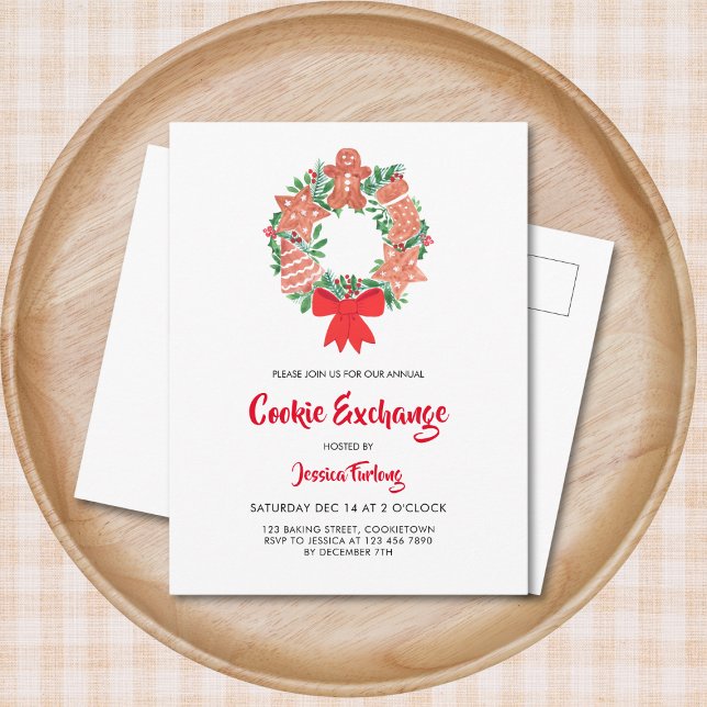 Christmas Cookie Exchange Party Invitation Postcard (Creator Uploaded)
