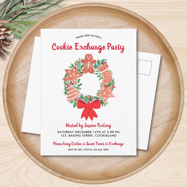 Christmas Cookie Exchange Party Invitation Postcard (Creator Uploaded)