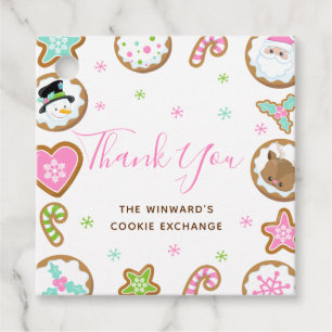 Christmas Cookie Exchange Party Pink Thank You Favour Tags