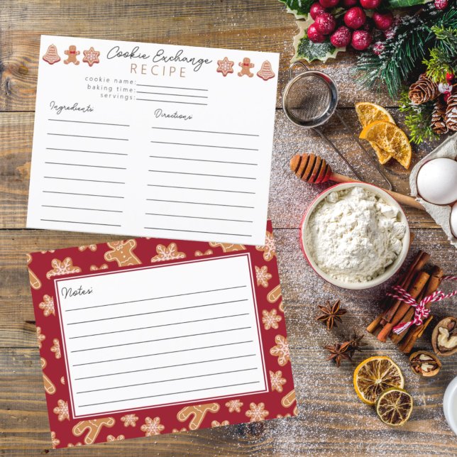 Christmas Cookie Exchange Party Recipe Card (Creator Uploaded)