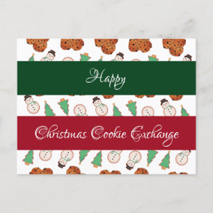 Christmas cookie exchange red green gingerbread holiday postcard