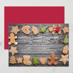 Christmas Cookie Exchange Rustic Gingerbread Invitation