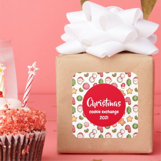 Christmas Cookie Exchange  Square Sticker (Party)