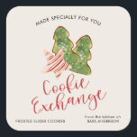 Christmas Cookie Exchange Trendy Watercolor Square Sticker<br><div class="desc">A trendy and modern label for you to attach to your holiday cookie exchange cookies. The sticker features and watercolor graphic of baked Christmas cookies with custom text for the cookie type and your name.</div>