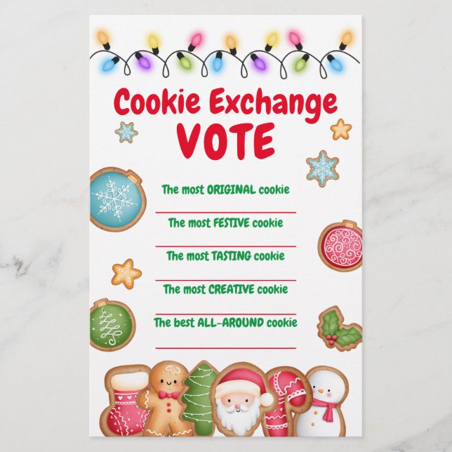 Christmas Cookie Exchange Voting Cards (Front)