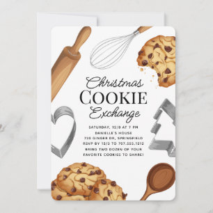 Christmas Cookie Exchange with Chocolate & Baking  Holiday Card
