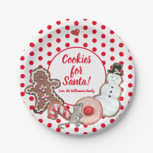 Christmas Cookie for Santa Mouse Red Dot Custom Paper Plate
