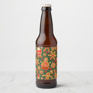 Christmas Cookie Fun Holiday Items on Green Beer Bottle Label