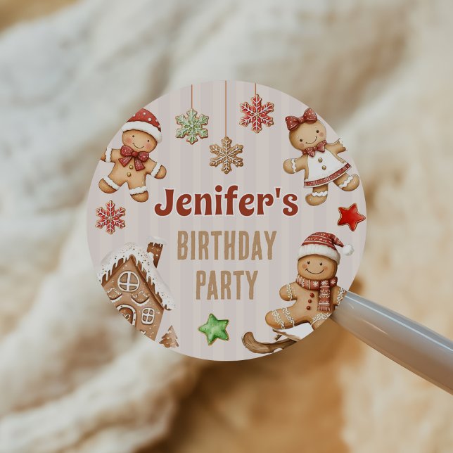 Christmas Cookie Gingerbread Birthday Classic Round Sticker (Creator Uploaded)
