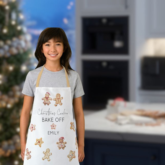 Christmas Cookie Gingerbread Man Bake Off Name Apron (Creator Uploaded)