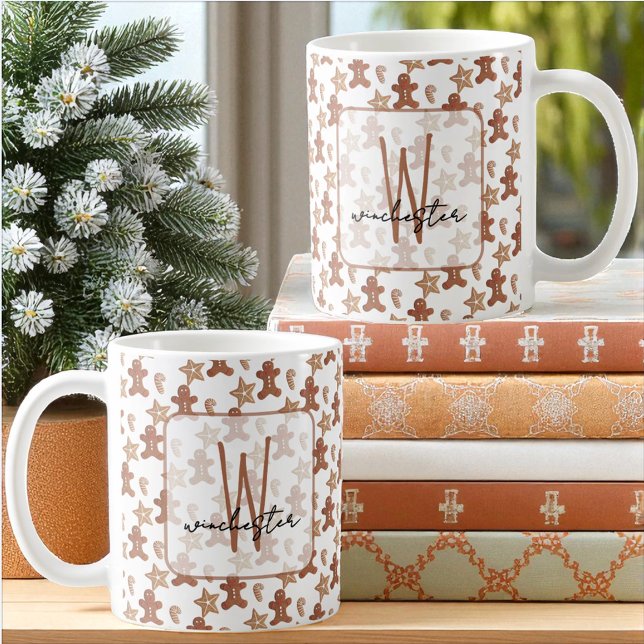 Christmas Cookie Gingerbread Man, Star, Candy Cane Coffee Mug (Template text on both sides of the mug design.)