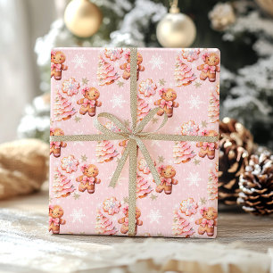 Christmas Cookie gingerbread manpink girl birthday Wrapping Paper Sheet
