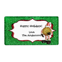 Christmas Cookie Glitter label - green
