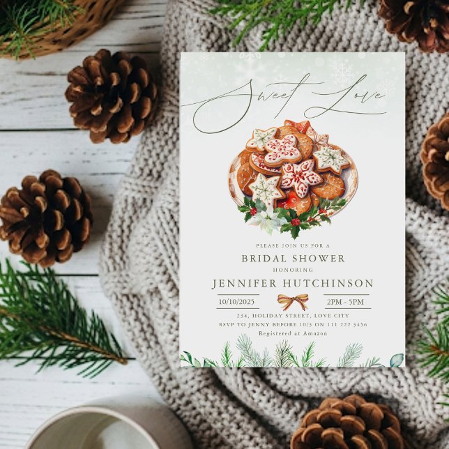 Christmas Cookie Holiday Bridal Shower Sweet Love  Invitation (Christmas Cookie Holiday Bridal Shower Sweet Love Invitation)