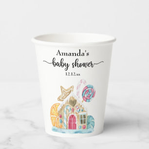 Christmas cookie house baby shower paper cups