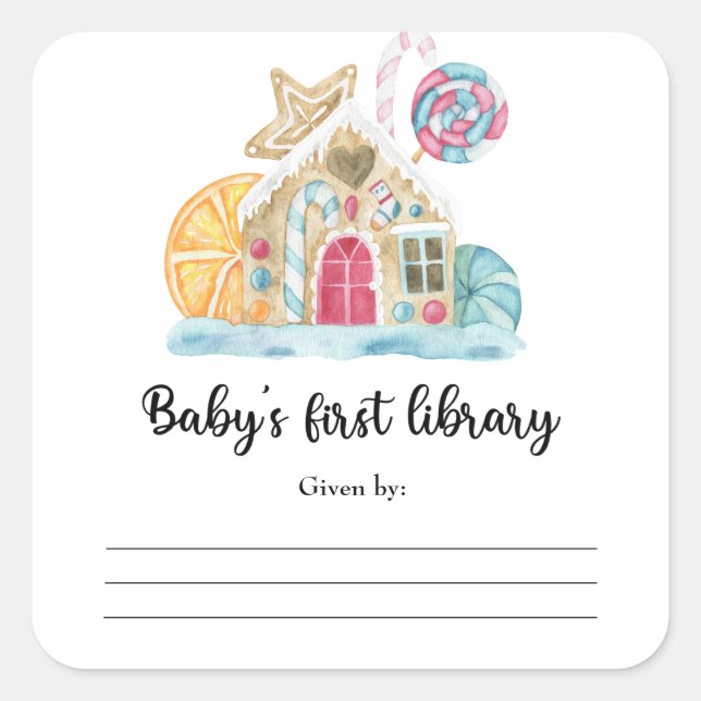 Christmas cookie house - Baby's first library Square Sticker (Front)