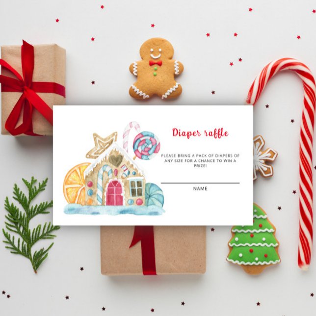 Christmas cookie house diaper raffle ticket enclosure card (Creator Uploaded)