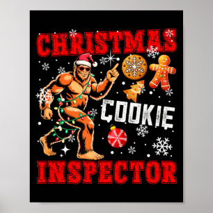 Christmas Cookie Inspector Xmas Santa Bigfoot Funn Poster