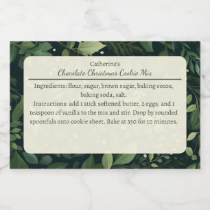 Christmas Cookie Mix Greenery Pattern Personalised Food Label
