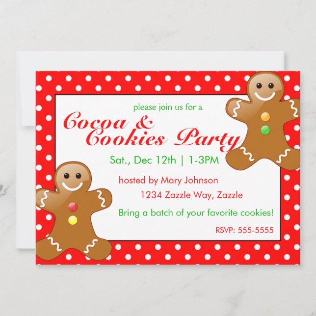 Christmas Cookie Party Gingerbread Polka Dots Invitation (Front)