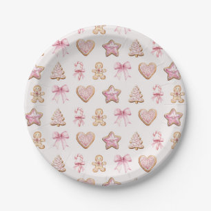 Christmas Cookie Pattern Baby Shower Paper Plate