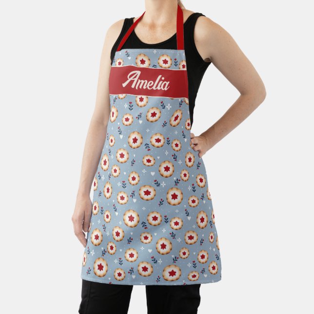 Christmas Cookie Pattern Holiday Bakiing Name Apron (Insitu)