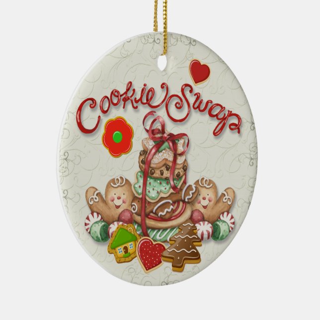 Christmas Cookie Swap Ceramic Ornament (Right)