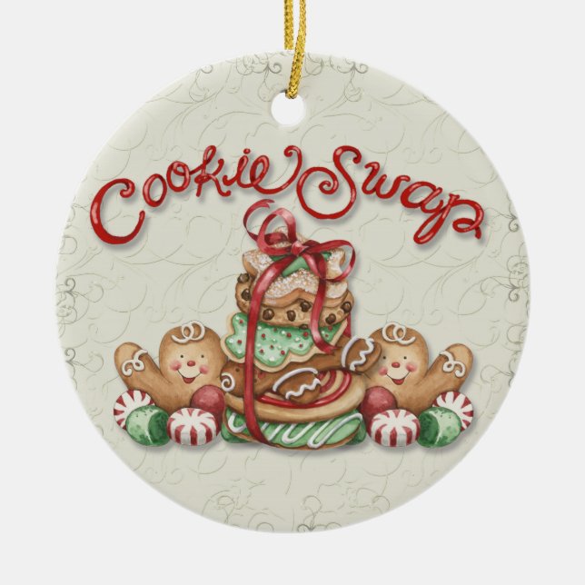 Christmas Cookie Swap Ceramic Tree Decoration (Front)